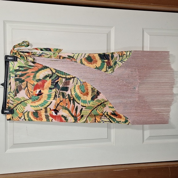 cupcakes & cashmere Dresses & Skirts - Cupcakes and Cashmere wraparound silky fringe maxi skirt - XS - floral parrots